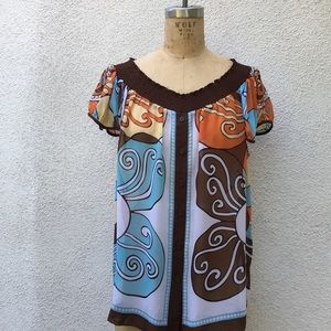 Nicole Miller inspired 60’s printed blouse